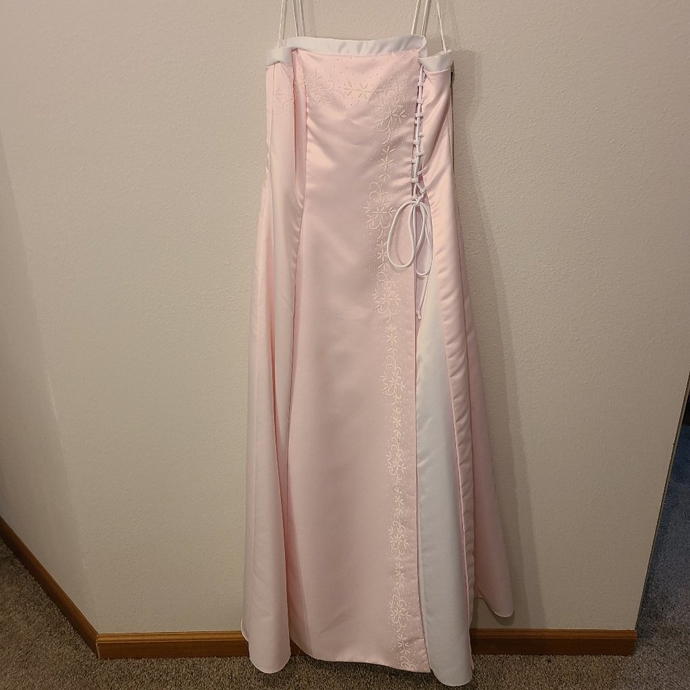 Aspeed light pink and white prom/formal with lace up front